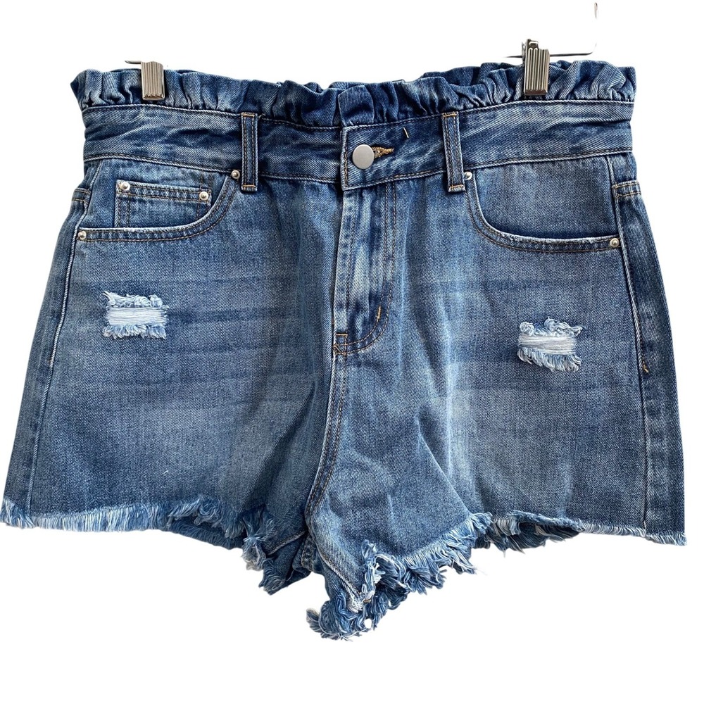 NEW Hayden LA High Waisted Paperbag Distressed Denim Shorts Medium - Picture 4 of 5